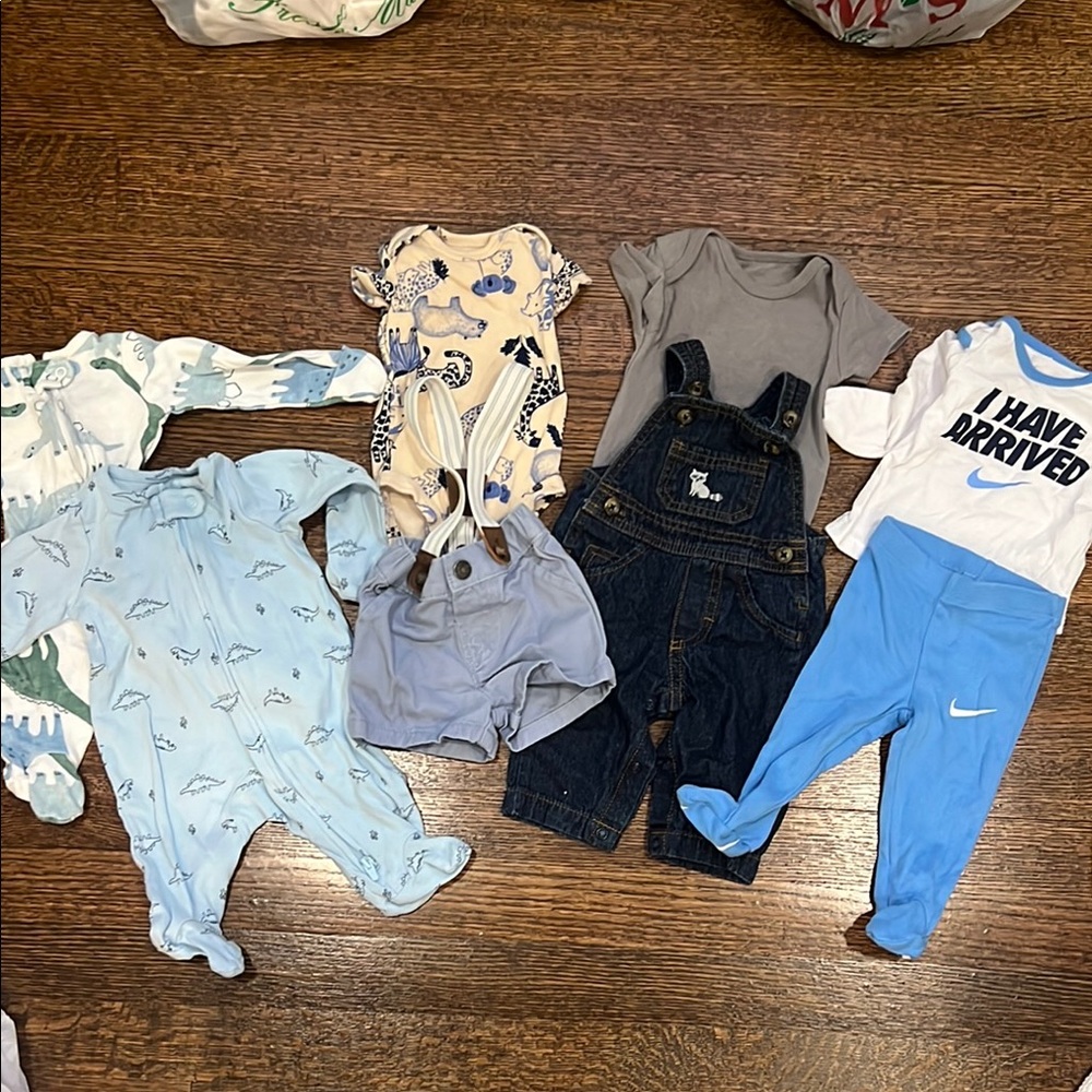 Baby Clothing Set with Blue and Gray Outfits